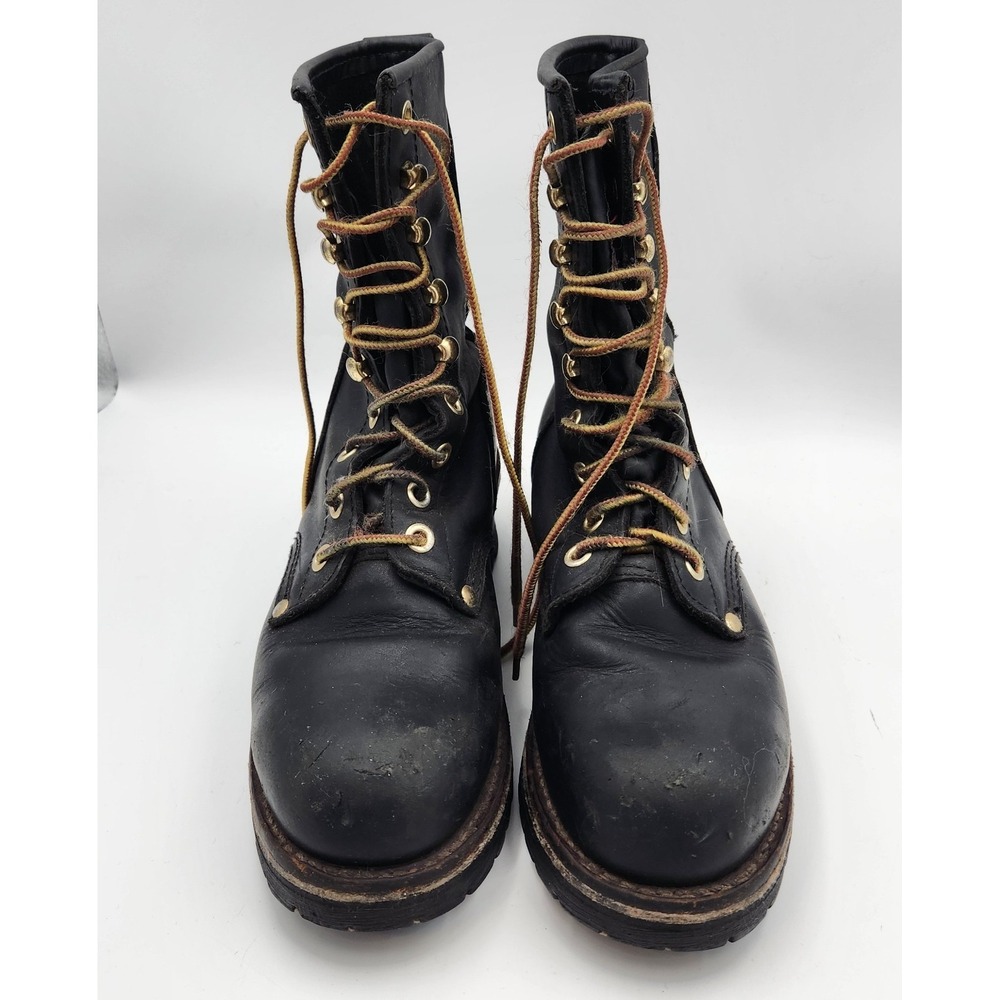 Georgia Boot Mens US 6 Black Leather Steel Toe Logger Work Boots